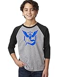 Pokemon Go Gym Team Mystic Blue Youth 3/4-Sleeve Raglan Tee T-Shirt