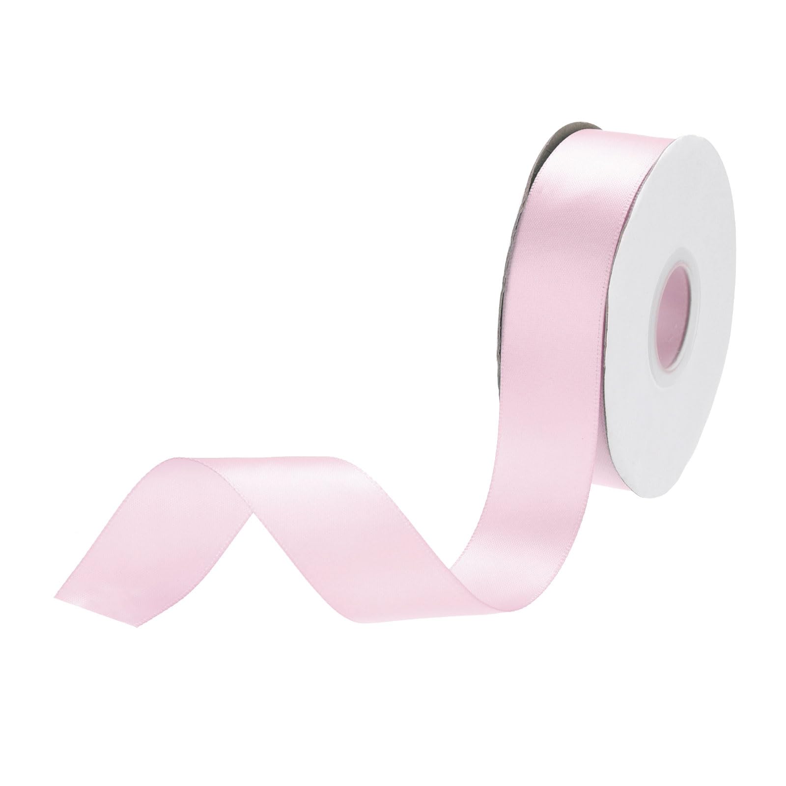 DMiotech 25mm Satin Ribbon 23m/75ft Thin Double Face Fabric Grosgrain Ribbon for Gift Wrapping Floral Hair Flower Bouquet, Pale Pink
