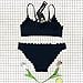 SS Queen Women Classic Scallop Bikini Swimwear Two Piece Bathing Suit Black