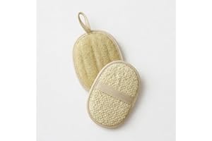 2 Auraline Natural Egyptian Loofah Exfoliating Body Scrubber (2 Pack) – Dual-Sided Loofah Pad with Massage Side & Hand Strap 