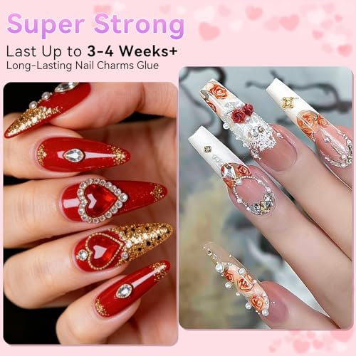 Makartt Rhinestone Glue for Nails: Super Strong Gel Nail Glue for Nail Charms Gems Decorations, 3D Gel Nail Art Bling Jewel Diamonds for Salon & DIY Manicure, 30ML UV Lamp Cured Need Beauty Gifts