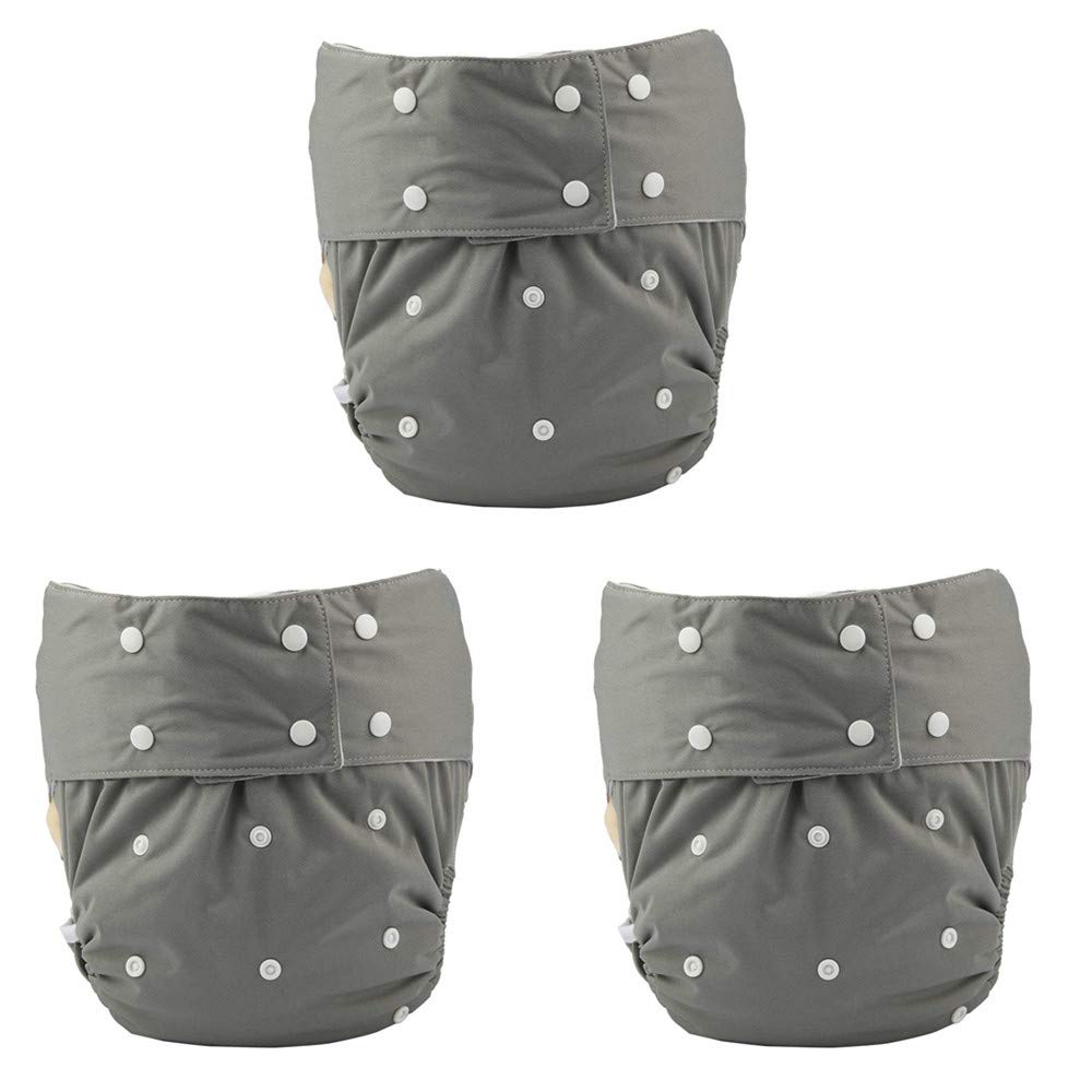 Adult Cloth Diaper Cover Nappy Reusable Washable Adjustable for Disability Incontinence Person (D04-3PCS)