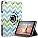 ULAK iPad Mini Case for iPad Mini 3/2 / 1, Lightweight Synthetic Leather Rotating Stand Protective Case Smart Cover with Multi-Angle Viewing for Apple iPad Mini, Mini 2, Mini 3,Wave-Blue/Green