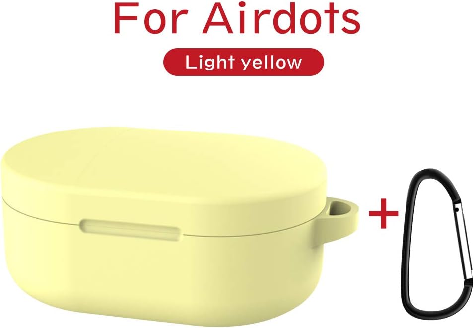 ASKCUT for Xiaomi Redmi AirDots Charging Case, Silicone Case Cover Keychain for Redmi AirDots with Carabiner, Girls Boys Kids Women Gift Soft Full Protective Skin Cases