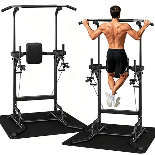 Dskeuzeew Power Tower Multifunktion Dip-Station Klimmzugstange Freistehend für power station Krafttraining keine Bohrung im Home-Gym belastbar 205 kg