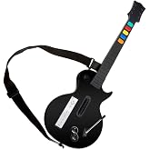 DOYO Wireless Wii Guitar Hero Controller with Strap - Black | Compatible with Guitar Hero and Rock Band 2 &amp; 3 (Excludes Rock Band 1)