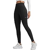baleaf Women's Fleece Lined Leggings Thermal Winter Warm Pants High Waisted Cold Weather Tights with Cross Pockets