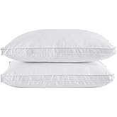 puredown® Goose Feather Down Pillows, Soft Gusseted Bed Pillows for Sleeping with 100% Cotton Shell, Set of 2, King Size