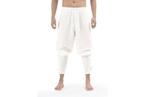 JIEFULL Men's Ankle Banded Gothic Pants Renaissance Pirate Costume Halloween Medieval Retro Pants