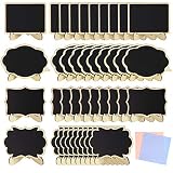 Tuzico 40 Pack Mini Chalkboard Signs with Stand, 4"x3" Mini Message Board Signs with Easel, Wedding Table Signs and 2pcs Cleaning Cloths for Table Signs, Food Signs or Special Event Decoration