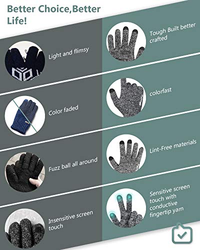 BYMORE Winter Gloves for Woman and Men Touch Screen Elastic Knit Gloves Anti-Slip