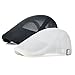 JANGOUL 2 Pack Men's Mesh Breathable Summer Newsboy Cap Adjustable Duckbill Driving Hat (Black/White)