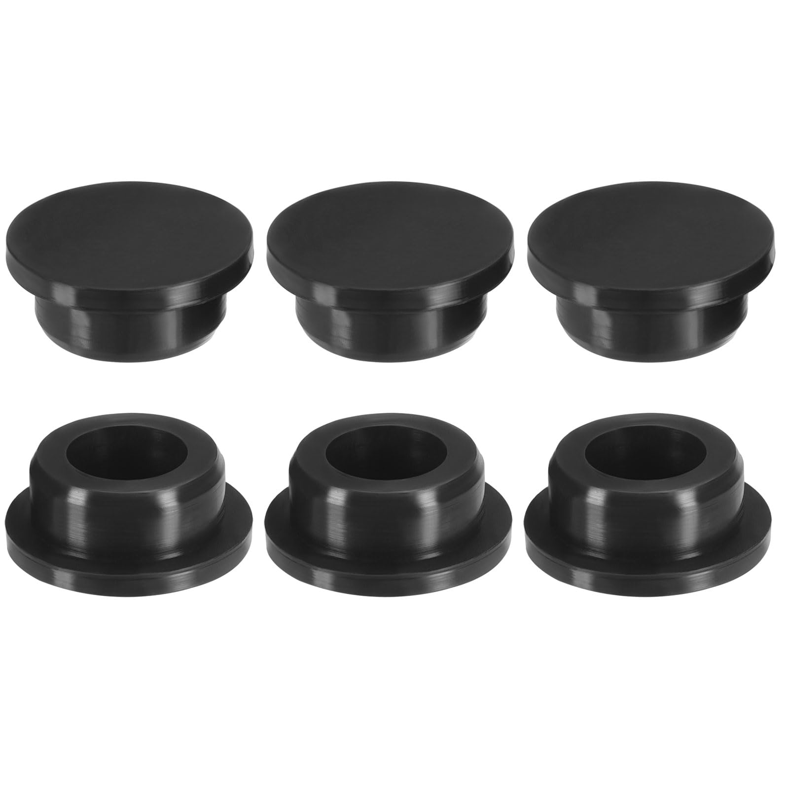 PATIKIL Silicone T-hole Stoppers, 6 Pack Soft Flexible Silicone Hole Plug End Cover Caps Waterproof Bottle Seal Plug for 24.8-25.8mmHole, Black
