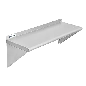 Aplancee Stainless Steel Commercial Shelf w/Backsplash 12x36 Inches Wall Mounted Shelving Rack for Restaurant, Fast Food and Home Kitchen