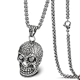 Stainless Steel Gothic Skull Pendant Chain Necklace for Men Boys