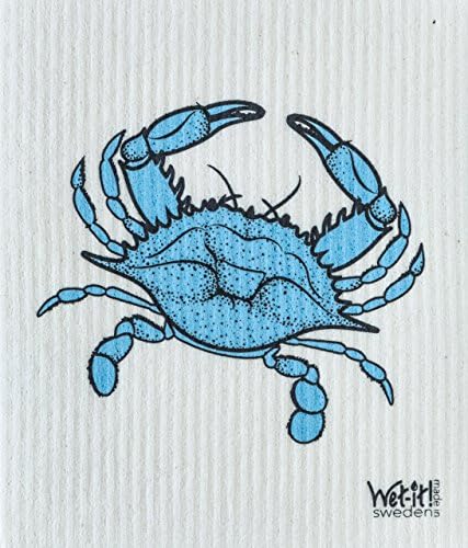 Swedish Treasures Wet-it! Cleaning Cloth, Blue Crab, Super Absorbent, Reusable, Biodegradable, All-purpose