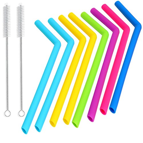 Reusable Silicone Straws for 30 oz Tumbler Yeti/Rtic-Big Silicone Straws Set of 8+2 Brushes