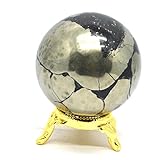 Healing Crystals India 40-50mm Natural Gemstone Sphere Ball Aura Balancing Metaphysical Ball (Golden Pyrite)
