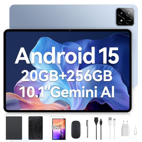 Tablet Xixaomiro S11 Pad 10.1" Android 15, 256GB ROM + 20GB RAM, Tela 120Hz, Octa-Core, Câmera 13MP + 5MP, Bateria 8000mAh, Kit com Teclado, Mouse e Caneta Stylus para Trabalho e Estudos (Azul)