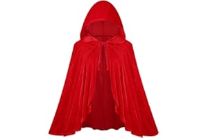 TOONRAIN Womens Velvet Little Red Riding Hood Cape Halloween Christmas Short Cloak Fairytale Costume