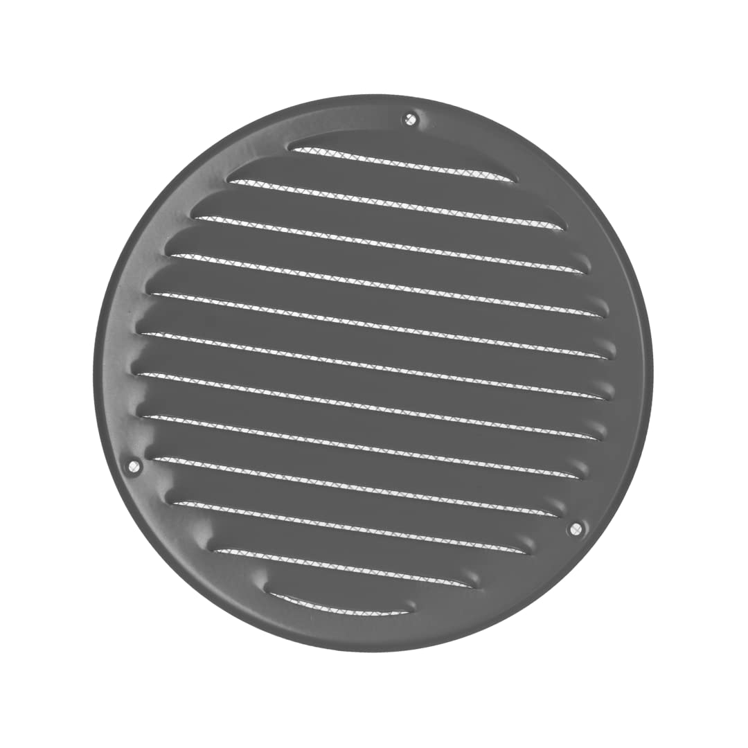 Ø 160mm / 6" inch Grey Round Metal Air Vent Grille Cover with Insect Mesh - Ventilation Cover
