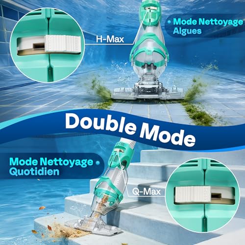 VIVOHOME 72LPM Cordless Pool Vacuum with Battery, Portable Pool Cleaner with 4 Filter Bags 2.6L, Telescopic Pole, 250cm Suction for Above Ground and Buried Pool, Spa