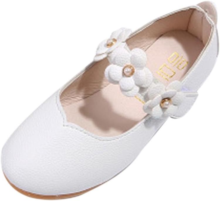 Hot Sale ! Kstare Baby Shoes, Girls Casual Flats Girls Flats Shoes Girls Dress Shoes Ballerina Ballet Low Heels Mary Jane Sandals with Flower (Toddler/Little Girl/) New (6.5T/US:12, White)