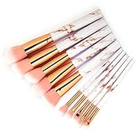 hwangli HWANGLI Makeup Brush Set 10Pcs Foundation Marbling Blush Eyeshadow Cosmetic Tool Pink