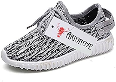 AIGOROSE Big Kids Girl Boy Casual Sneakers Lightweight Running Shoes 5, Gray
