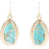 Barse Jewelry Genuine Blue Turquoise Golden Drop Earrings