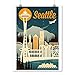 Lantern Press 9x12 Inch Art Print Wall D√©cor, Seattle, Washington, Retro Skyline