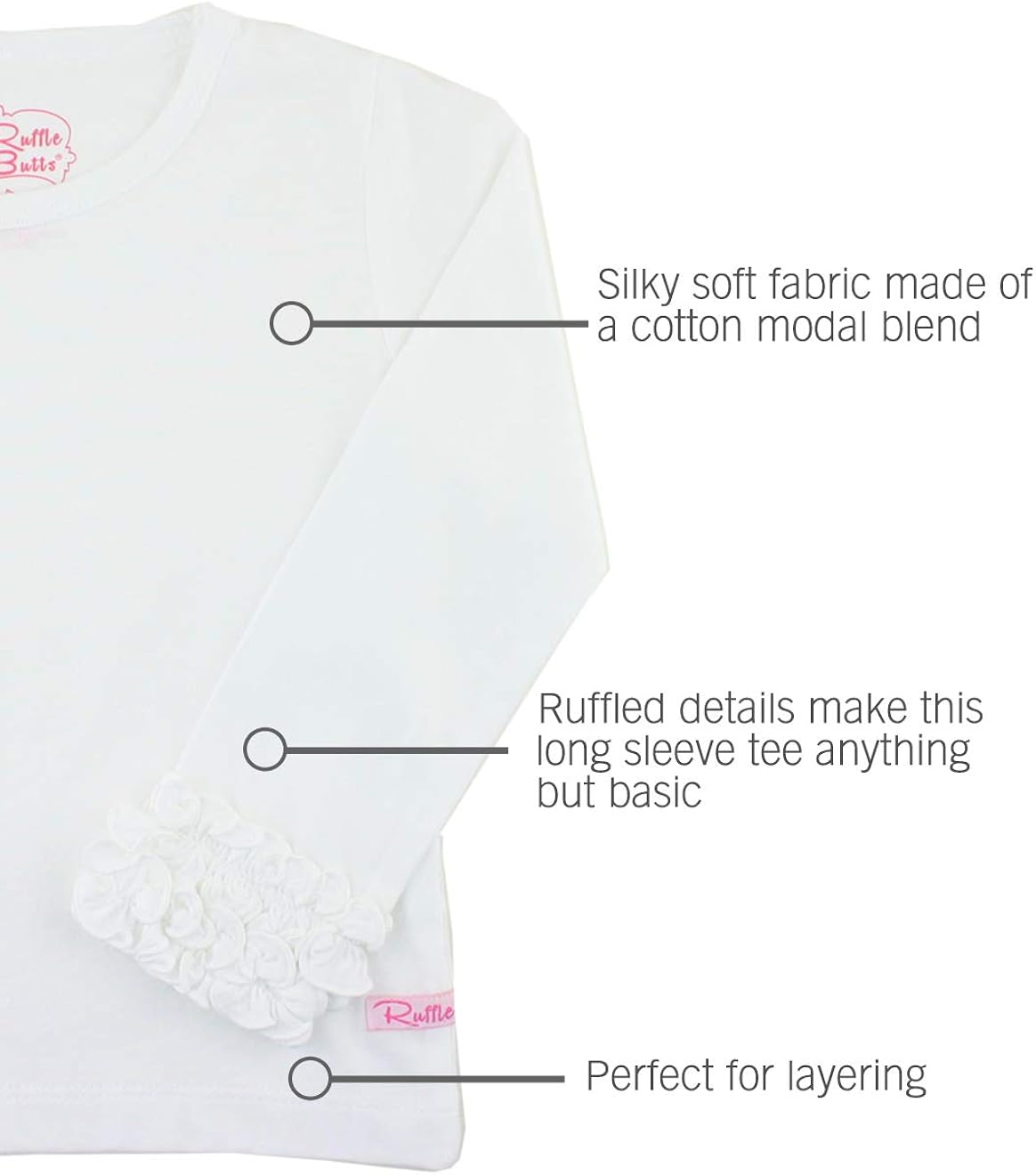 RuffleButts Girls Undershirt - Extra Soft Long Sleeve Layering Tee: Clothing