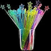 100 Pieces 9.1 Inch Swizzle Sticks Cocktail Stirrers Plastic for Bar Disposible Plastic Star Top Crystal Swizzle Sticks (Mult