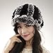Women's Rex Rabbit Fur Peaked Caps Hats Multicolor (Gray & black)