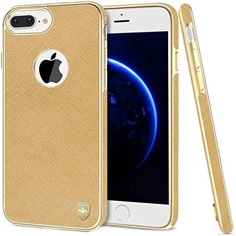 iPhone 7 Plus Case, Luxury PU Leather Cloth Protective Cover Case, Magnetic Electroplate Rubber Slim Cell Phone Case iPhone 7 Plus Cases(5.5 inch) - Gold