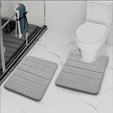 Yimobra Memory Foam Bath Mat Set 2pc Grey 43x61 cm 61x52 cm Non Slip view 7