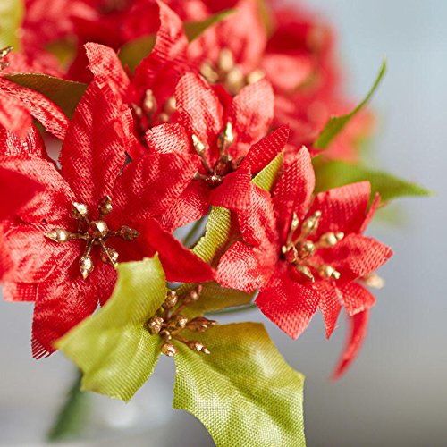 Factory Direct Craft 12 Red Poly Silk Poinsettia Holiday Picks for Christmas Decorating