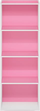 Furinno LUDER Book Shelf 4-Tier Pink White Open Shelf 39.5x105.9x23.7 cm view 5