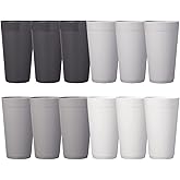 US Acrylic Newport 20 ounce Unbreakable Plastic Stackable Water Tumblers in Grey Stone | Set of 12 Drinking Cups | Reusable, BPA-free, Made in the USA, Top-rack Dishwasher and Microwave Safe | Unbreakable, Stackable, Drinking Cups, Reusable, BPA-free, Made in the USA