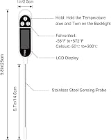 Jsdoin Digital Meat Thermometer with 5.7 inch Probe ABS Cover LCD -50C to 300C view 2