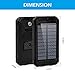 Titita Solar Charger, 10000mAh Solar Phone Charger, Waterproof/Shockproof/Dustproof Solar Power Bank Dual USB Battery Bank with 2 LED Light Carabiner for Emergency Travelling Camping, iPhone, Android