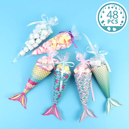 Ourwarm Mermaid Gift Bags Set Of 48 Decorative Mermaid Party