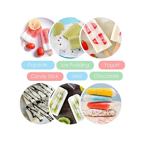 Nuovoware Ice Pop Maker, [Cavity of 10] Food Grade Silicone Frozen Ice Popsicle Makers with 100 Sticks, Kitchen Tools…