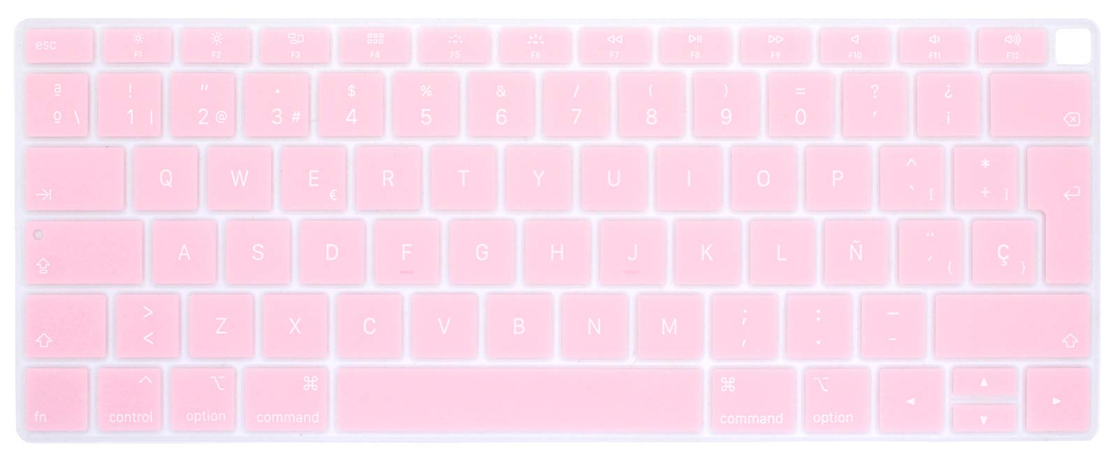 MMDW Spanish ESP Keyboard Cover Compatible with MacBook Air 2018 Release 13.3 inch A1932 with Retina Display and Touch ID Silicone Soft Protector European UK Version-New Pink