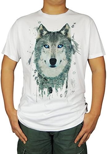 Wolf, Men's Graphic T-shirt, 100% Cotton, Pre Washed, 100% Made in USA, Soft Fabric, Relaxed Fit, Reactive Dye Paper, Cotton Sublimation (medium)