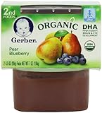 Gerber Organic 2nd Foods, Pear Blueberry, 2 Count, 3.5 Ounce (Pack of 8)