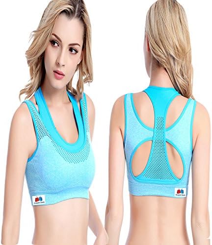 GRAPPLE DEALS Women's Comfort Revolution Workout Fitness Sports Bras Fake Two Pieces Yoga Athletic Gym High Impact Underwire Padded Seamless Strap Racerback.