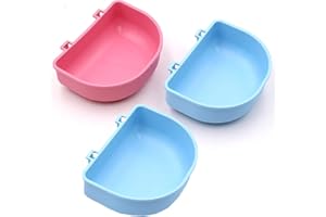 CUNGUV 3 Pcs Rabbit Feeder with Hook Food and Water Bowl on Cage for Rabbit/Guinea Pig/Chinchilla/Bunny,Plastic