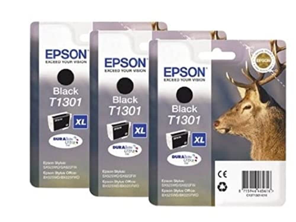 Epson T1301 Ink Cartridges - Black (Pack of 3)