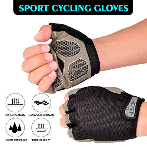 BOBILIFE Bike Cycling Gloves - Bicycle Motorcycle Riding Anti-Slip Breathable Shockproof Outdoor Sports Half Finger Gloves (M, Upgrade)